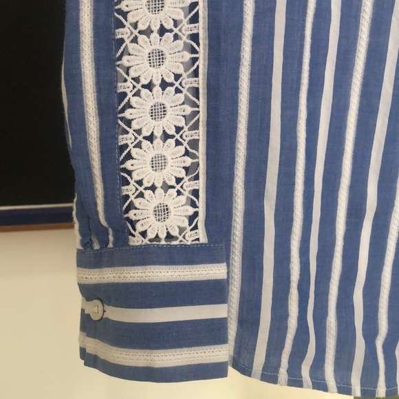 Talbots striped popover top with lace size… - Picture 2 of 6